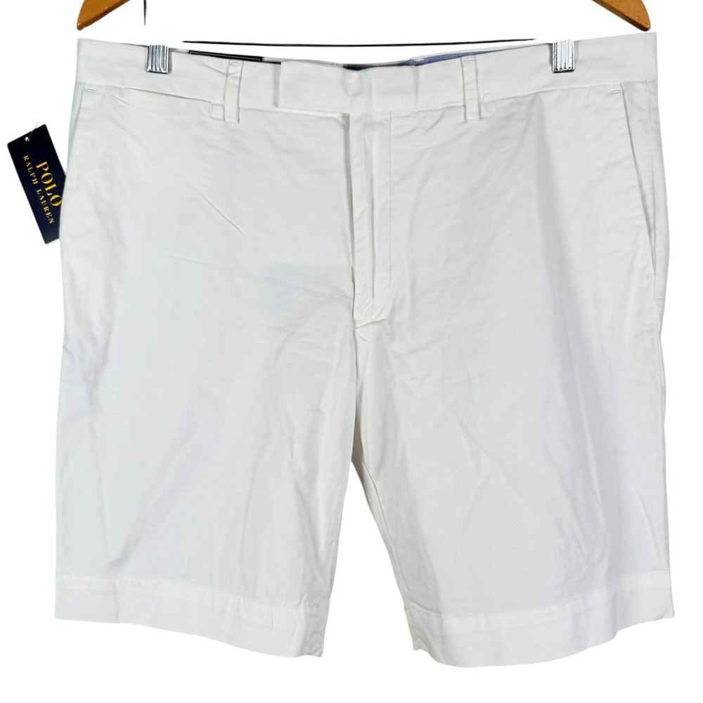 Polo Ralph Lauren Stretch Slim Fit Chino Shorts Mens 36 White Cotton NEW